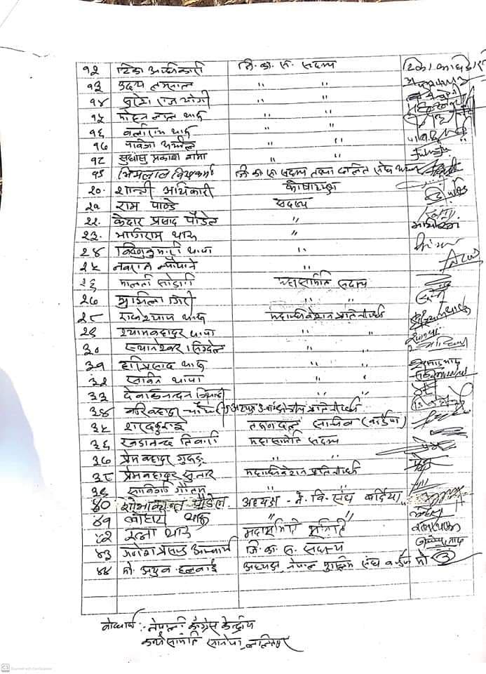 नेपाली कांग्रेस बर्दियाका सभापति सहित ४४ जनाले दिएको संयुक्त राजिनामा , janasanchar
